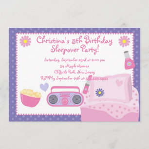 Cute Sleepover Birthday Party Invitations
