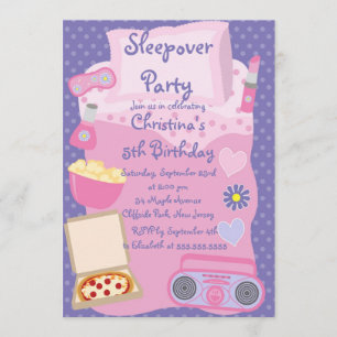Cute Sleepover Birthday Party Invitations