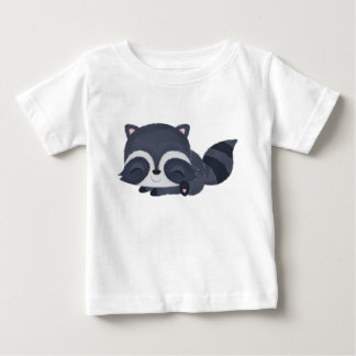Cute Sleepy Baby Racoon Cartoon T-Shirt