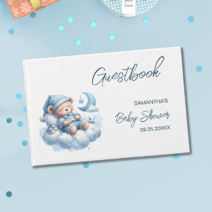 Cute sleepy bear baby boy shower  guest book