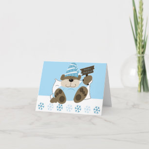Cute Sleepy Bear Holiday Christmas Card