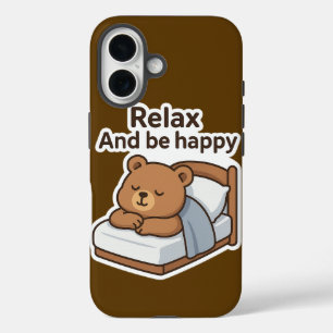 Cute Sleepy Bear Sticker iPhone 16 Case