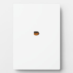 Cute Sleepy Black Cat on a Pumpkin Halloween Essen Plaque