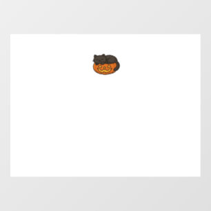 Cute Sleepy Black Cat on a Pumpkin Halloween Essen Window Cling