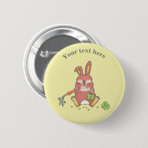 Cute Sleepy Bunny Rabbit Yellow 6 Cm Round Badge
