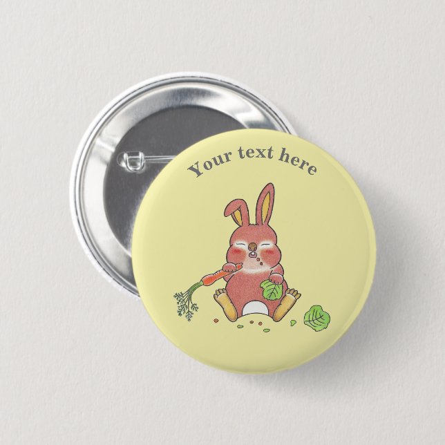 Cute Sleepy Bunny Rabbit Yellow 6 Cm Round Badge (Front & Back)