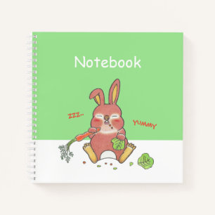 Cute Sleepy Bunny Square Custom Notebook 