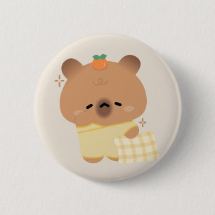 Cute Sleepy Capybara 6 Cm Round Badge