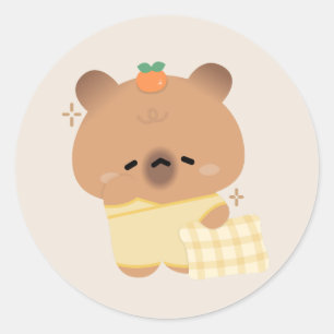 Cute Sleepy Capybara Classic Round Sticker