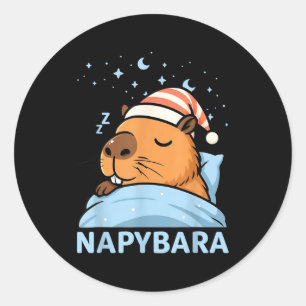 Cute Sleepy Capybara Funny Napybara Pajamas  Classic Round Sticker