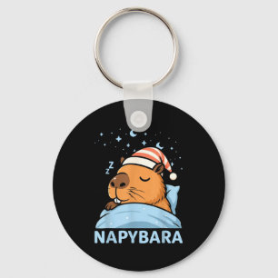 Cute Sleepy Capybara Funny Napybara Pajamas  Key Ring