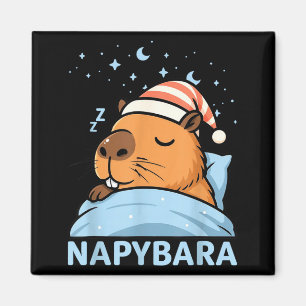 Cute Sleepy Capybara Funny Napybara Pajamas  Magnet