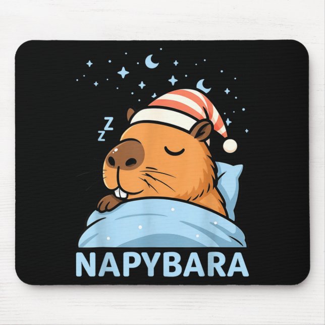 Cute Sleepy Capybara Funny Napybara Pajamas  Mouse Mat (Front)