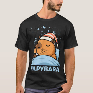Cute Sleepy Capybara Funny Napybara Pajamas T-Shirt