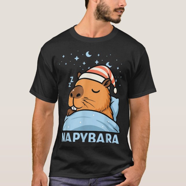 Cute Sleepy Capybara Funny Napybara Pajamas  T-Shirt (Front)