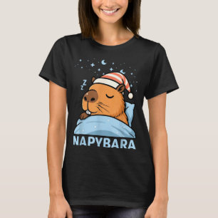 Cute Sleepy Capybara Funny Napybara Pajamas  T-Shirt