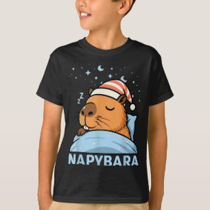 Cute Sleepy Capybara Funny Napybara Pajamas T-Shirt