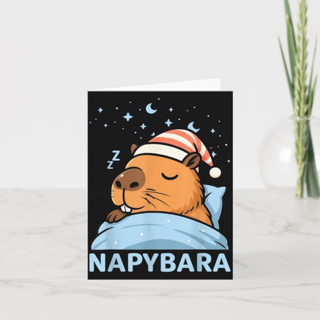 Cute Sleepy Capybara Funny Napybara Pyjamas  Card (Front)