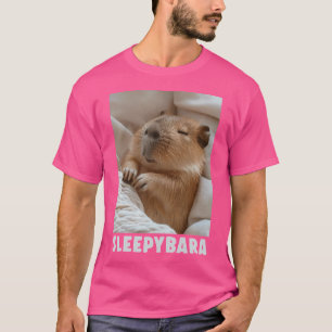 Cute Sleepy Capybara Sleep Funny Word Sleebybara T-Shirt