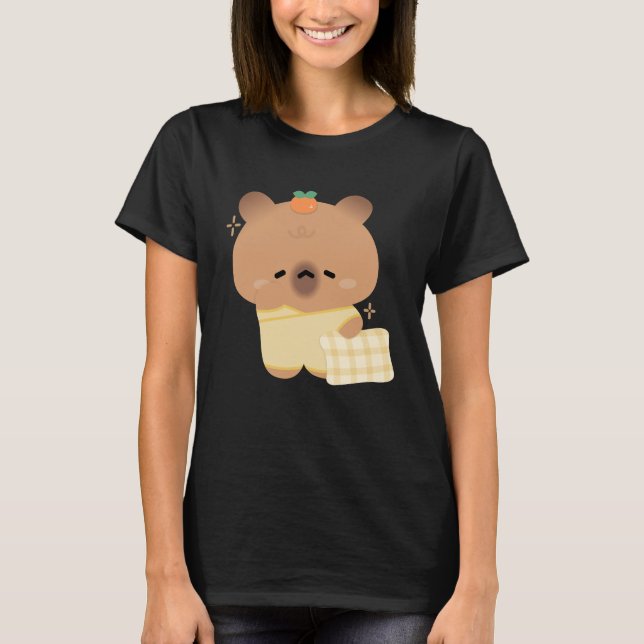 Cute Sleepy Capybara T-Shirt (Front)