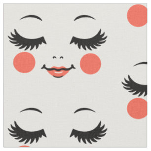 cute sleepy cartoon doll face art illustrations fabric