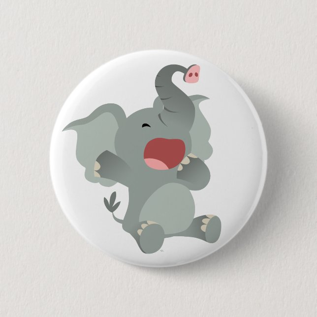 Cute Sleepy Cartoon Elephant  Button Badge (Front)