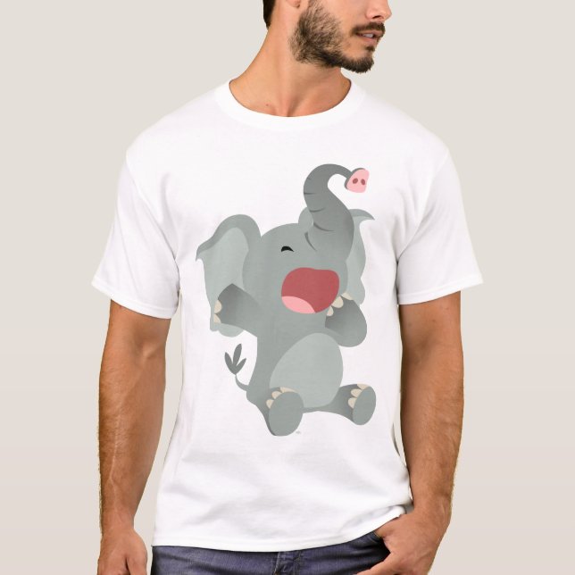 Cute Sleepy Cartoon Elephant  Children T-Shirt (Front)