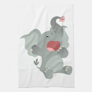 Cute Sleepy Cartoon Elephant Kitchen Towel