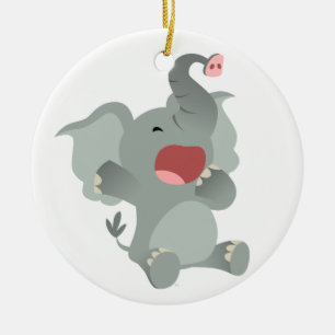 Cute Sleepy Cartoon Elephant Ornament