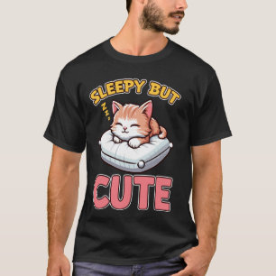 Cute Sleepy Cat Adorable Napping Kitten T-Shirt