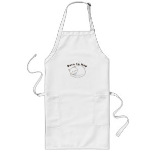 Cute Sleepy Cat “Born to Nap” Line Art Design Long Apron