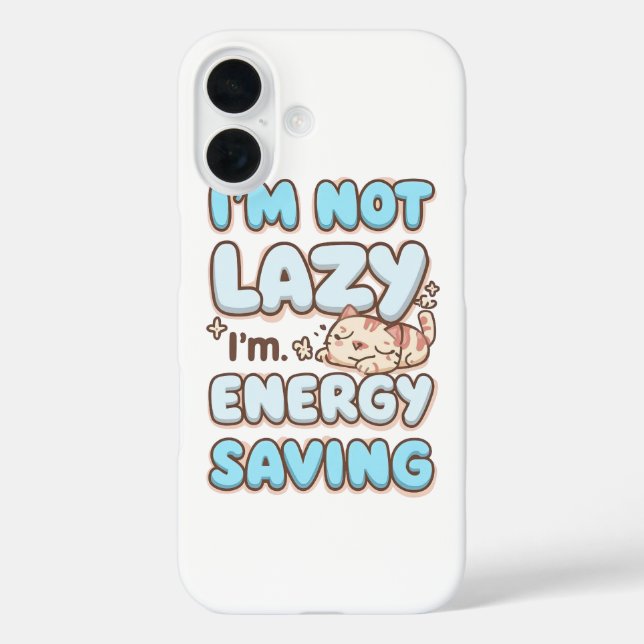 Cute Sleepy Cat "Energy Saving" Quote Case-Mate iPhone Case (Back)