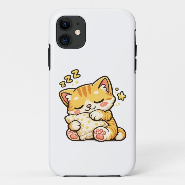Cute Sleepy Cat Pillow Case-Mate iPhone Case (Back)