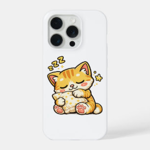 Cute Sleepy Cat Pillow iPhone 15 Pro Case