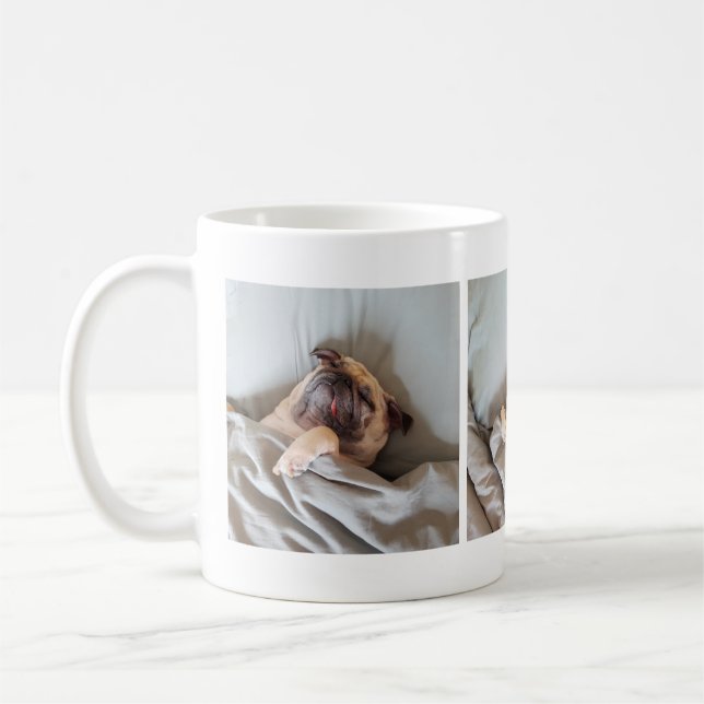 Cute Sleepy Dog Lover's Photo Collage Mug (Left)