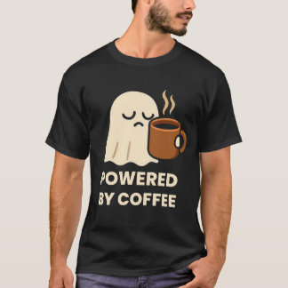 Cute Sleepy Ghost with Coffee T-Shirt