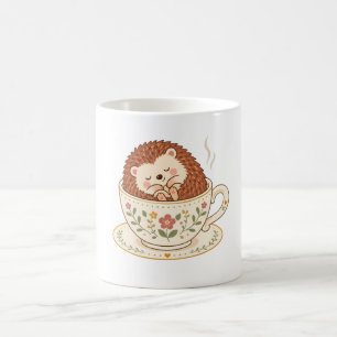 Cute Sleepy Hedgehog Teacup Cottagecore Mug
