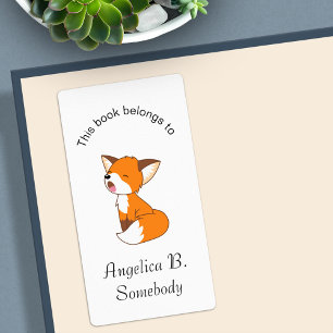 Cute Sleepy Little Fox Bookplate