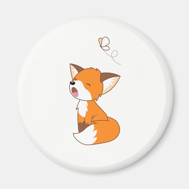 Cute Sleepy Little Fox Magnet (Front)