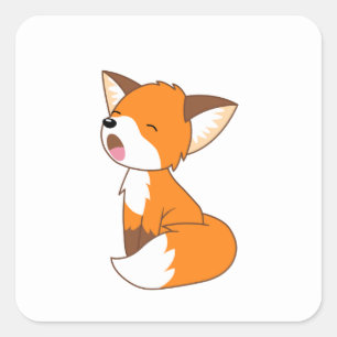 Cute Sleepy Little Fox Square Sticker