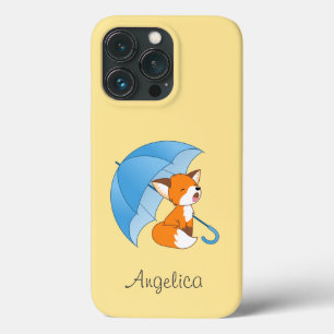 Cute Sleepy Little Fox under Umbrella iPhone 13 Pro Case
