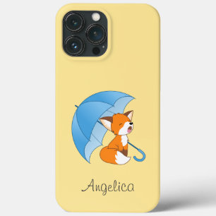 Cute Sleepy Little Fox under Umbrella iPhone 13 Pro Max Case