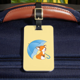 Cute Sleepy Little Fox under Umbrella Luggage Tag