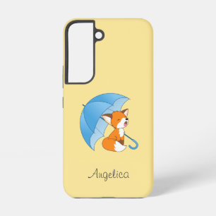 Cute Sleepy Little Fox under Umbrella Samsung Galaxy Case