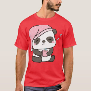 Cute Sleepy Little Panda With Coffee T-Shirt