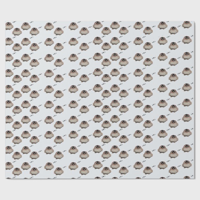 Cute Sleepy Owl Pattern Wrapping Paper (Flat)