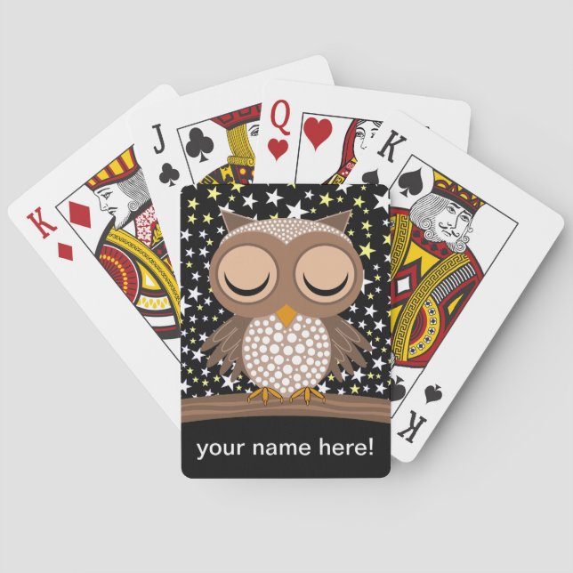 cute sleepy owl playing cards (Back)