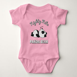 Cute Sleepy Panda Bear Pink Girl Baby Bodysuit