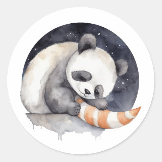Cute Sleepy Panda Classic Round Sticker