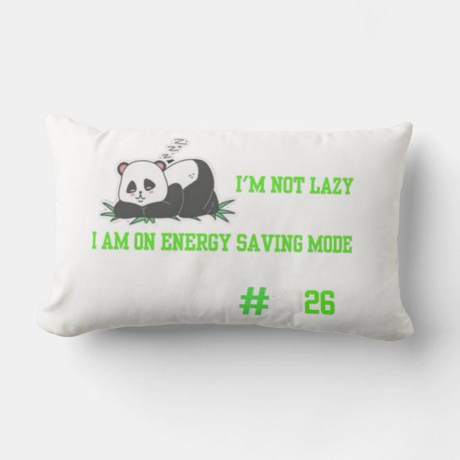 "Cute sleepy panda comfort playful trendy design" Lumbar Cushion (Front)